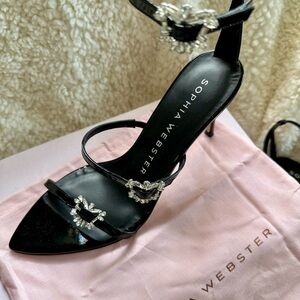 Sophia Webster Black Heels with Crystal Accents